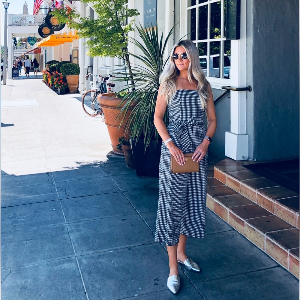 Club Monaco Gingham strapless jumper